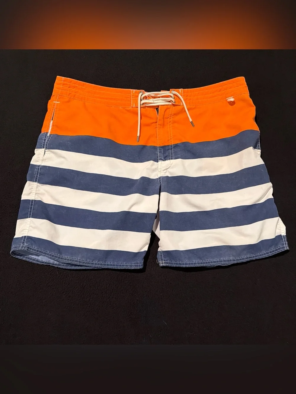 Men's Polo Ralph Lauren Blue‎ Stripped Swim Trunks Mens Size 38